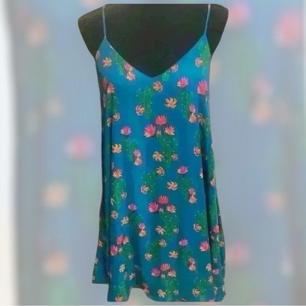 Blue Floral Slip Mini Dress